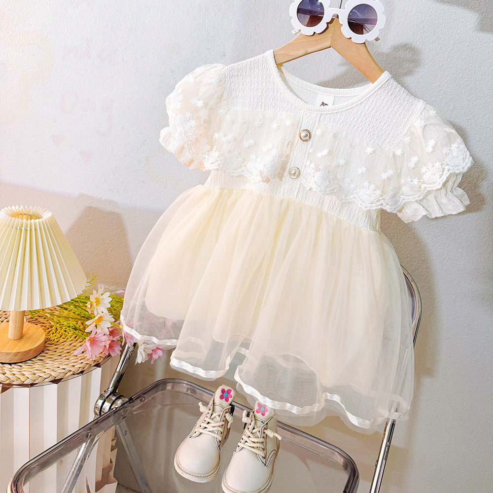 Girls' short-sleeve tulle dress - spring/summer collection: sweet and trendy summer dress for baby girls and toddlers