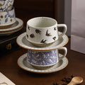 Classyretro coffee cup and saucer suit creative stoneware latte art cup for home high-end exquisite mug and saucer