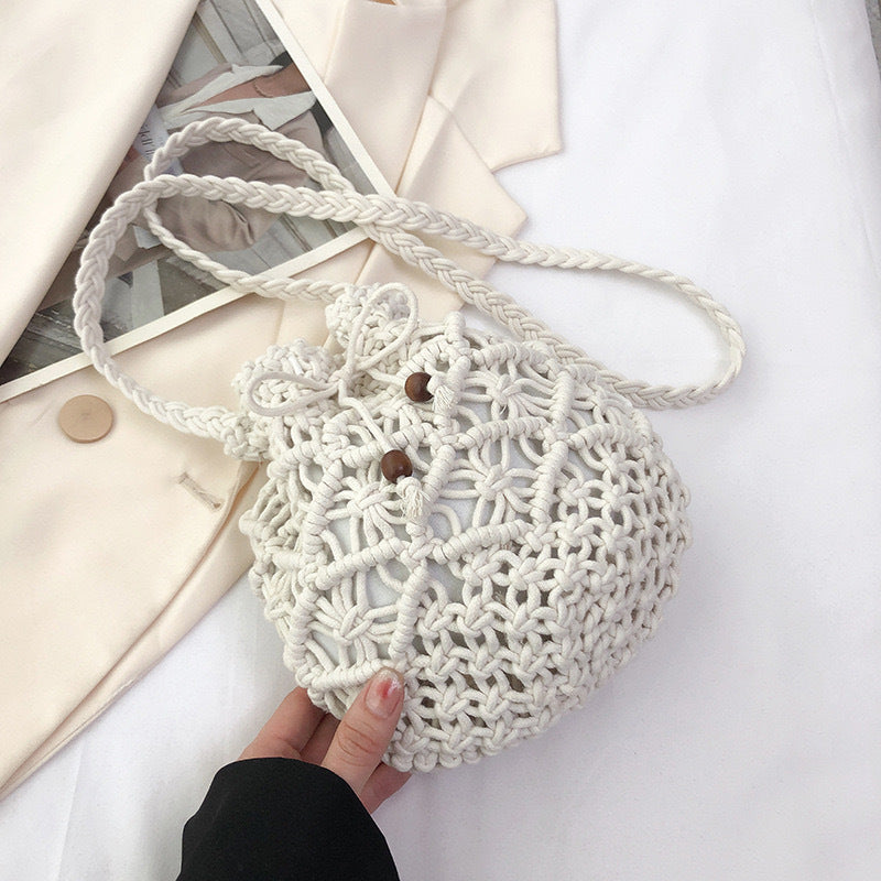 Small lucky bag woven messenger bag fashionable versatile small bag shoulder woven bag summer Internet celebrity niche woven shoulder bag