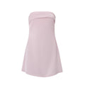 European and american cross-border women's spring  new arrival: off-the-shoulder bandeau backless solid color satin chic sexy dress
