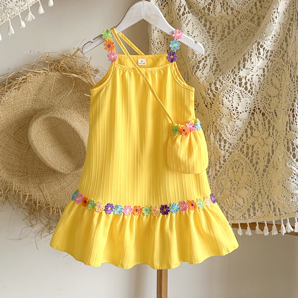 hot-selling  foreign trade new arrival: floral patchwork dress with matching bag two-piece set
