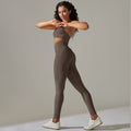 European and american cross-border seamless backless halter sports bra yoga set - fitness bra and yoga pants two-piece set for women