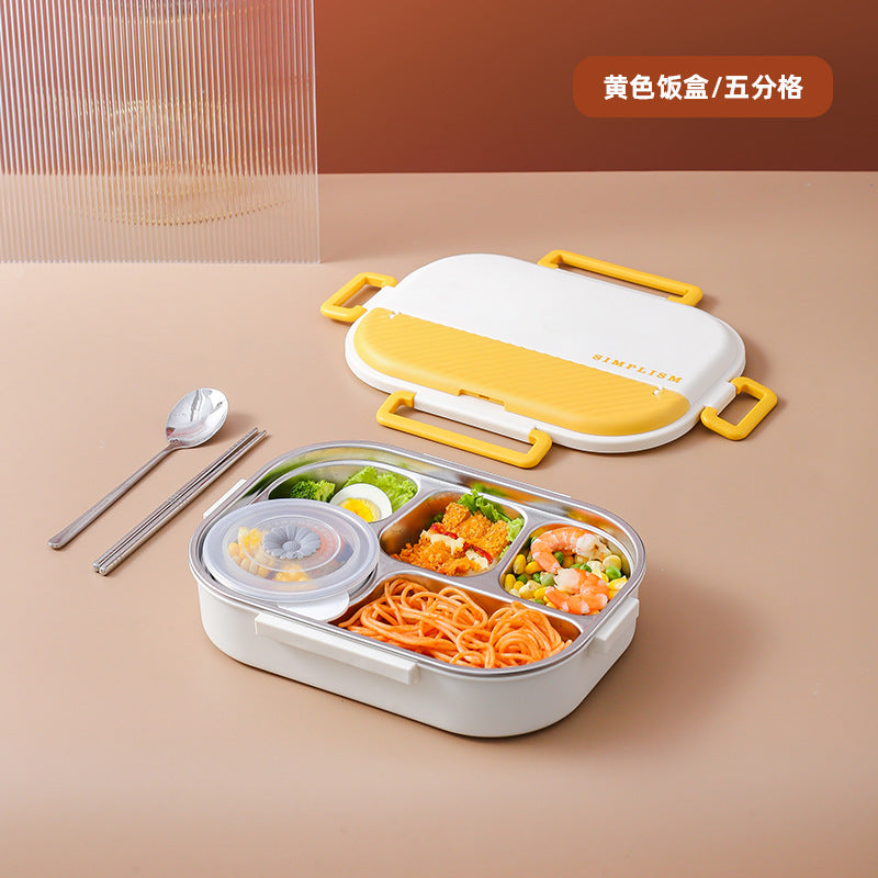 316 stainless steel water-filled thermal insulation lunch box, sealed grid fresh-keeping box, bento box for work, student microwave oven lunch box