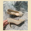 2025 french rhinestone pearl flower comfortable heel bridal wedding shoes for women
