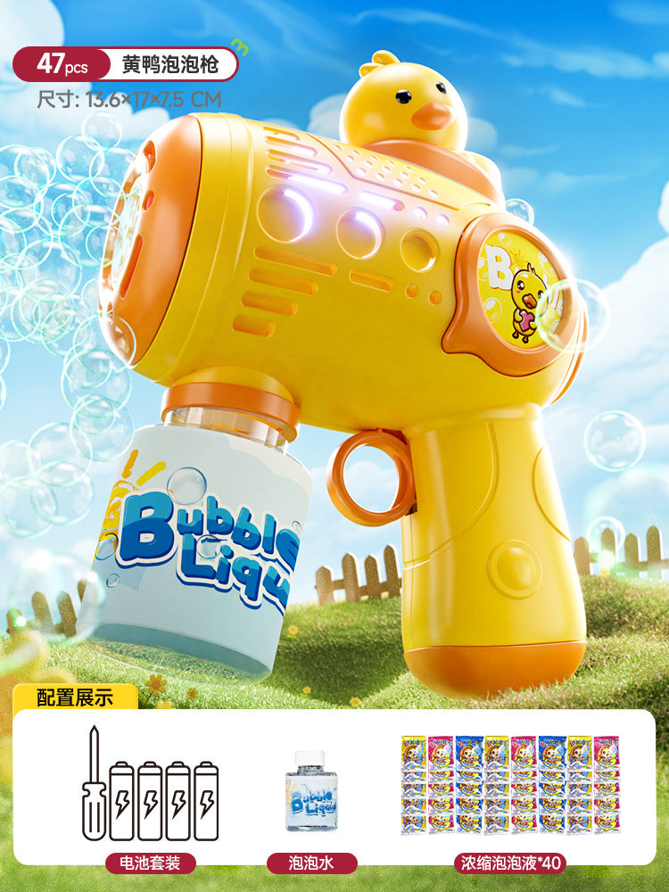New bubble blower for boys and girls - little yellow duck automatic electric handheld bubble gun toy with bubble solution for outdoor use
