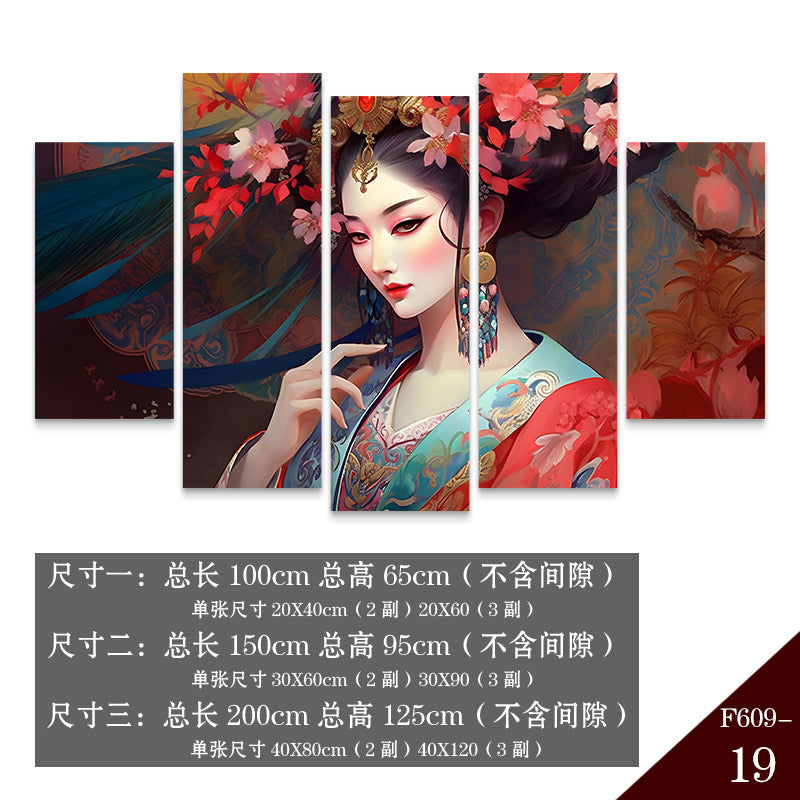 Guochaofeng wall decoration painting Hot pot restaurant hotel box background wall mural Peking Opera Huadan face painting
