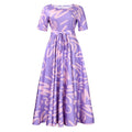 Q127 cross-border  africa new fashion round neck printed short sleeve high waist flared elegant export dress