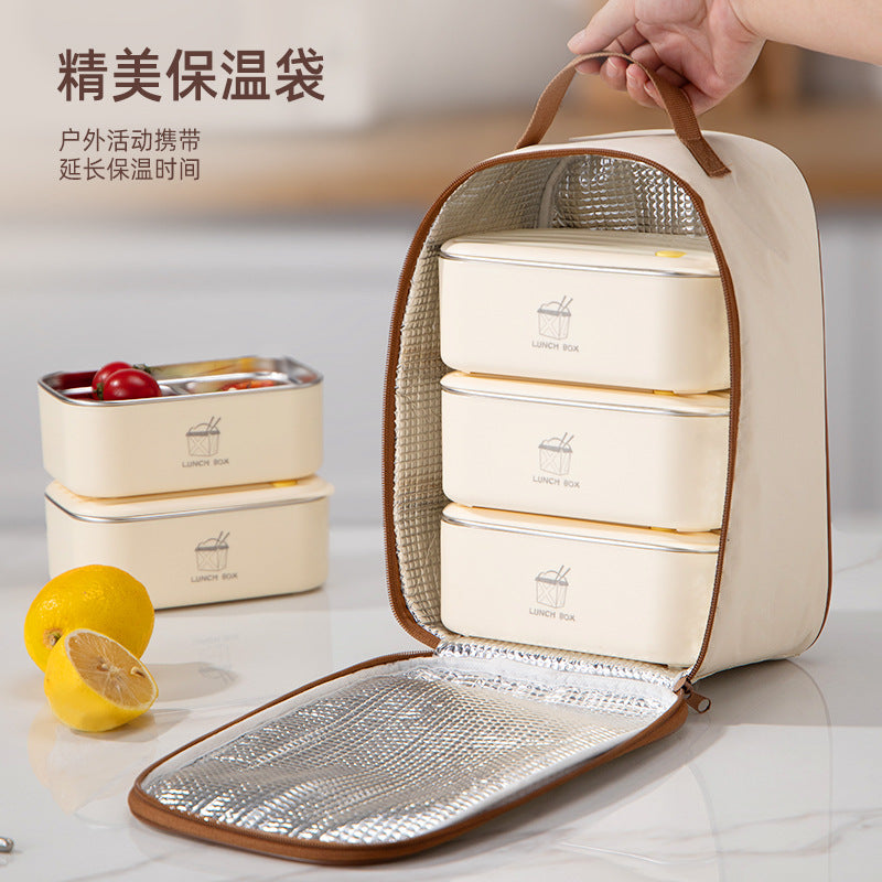 304 stainless steel compartment lunch box microwave heating lunch box office workers and students bringing meals multi-layer lunch box