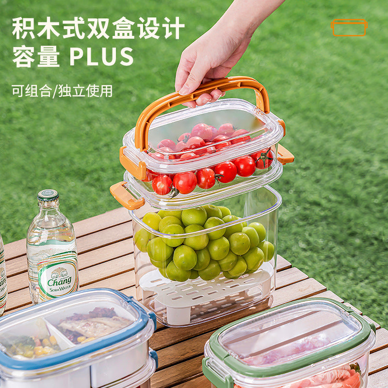 Portable portable sealed chilled box can be stacked with sealed buckle lunch box dormitory office worker food fresh-keeping box