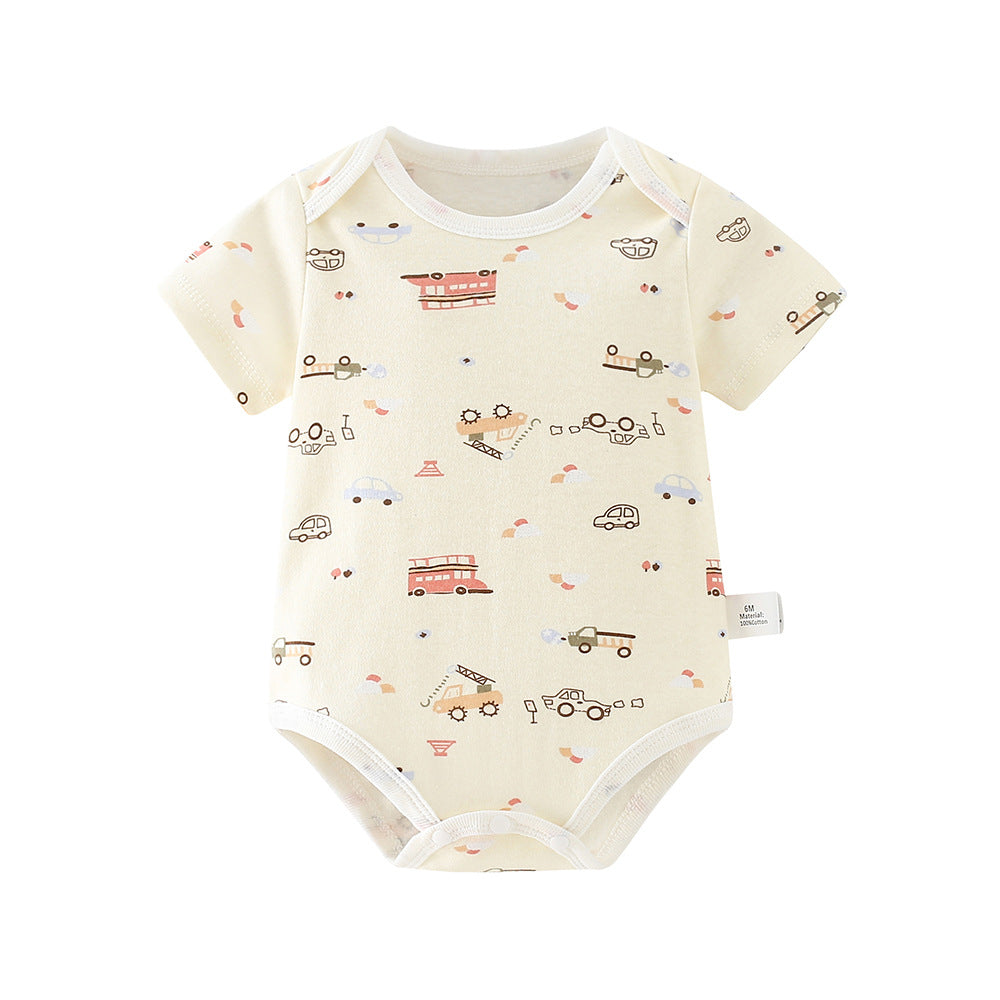 Baby romper spring autum triangle crawling short-sleeved male and female baby cotton 0-1 year old jumpsuit girl butt wrap