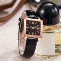 New fashion women's crocodile-embossed leather belt watch - square roman numeral quartz wristwatch for students (export model)