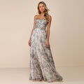 C7751 cross-border  new women's tube top fishbone floral pleated long evening dress fairy chiffon long skirt