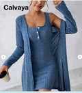 Amazon fashion cross-border foreign trade dress outweartwo-piece setsexy silm pure color pit strip vest dress women's clothing