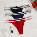 European and american size women's thong one-piece double silver thread ribbon solid color breathable  new sexy underwear for women