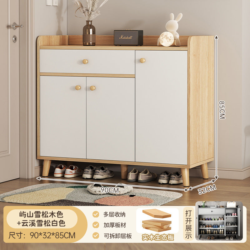 Solid wood shoe cabinet, indoor entrance to the home entrance, simple wall locker, shoe rack, log wind