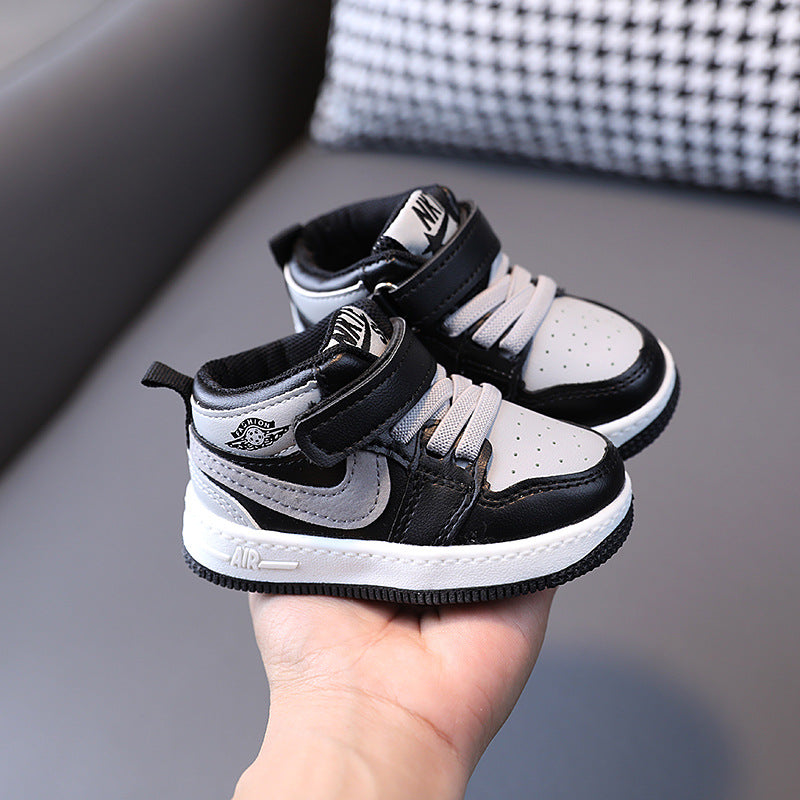 Boys' mid-top sneakers,  spring/autumn new collection, kids' shadow grey single shoes, toddler & baby skate shoes, girls' shoes