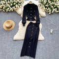 Xiaoxiangfeng two-piece set women's fall and winter styleeasiest for match metal buckle lapel knittingtops tight hip-covering skirt