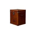 Second-hand style retro oil wax leather suitcase coffee table table old-fashioned creative genuine leather side table corner bedside table storage cabinet