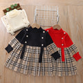 New autumn collection: girls' plaid knit dress - european & american style pullover sweater dress for toddlers & young children