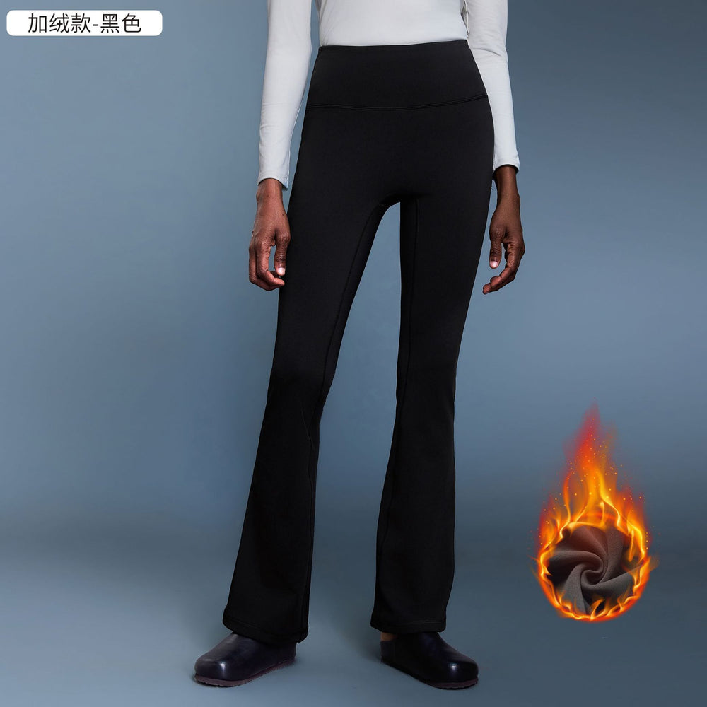 High-waisted, stretchy yoga pants for women, perfect for fall and winter. these fleece-lined, slightly flared pants offer tummy control, a slimming effect, and are ideal for sports and fitness. model: dl204-2