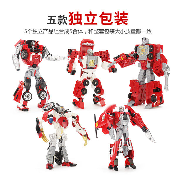 Kids' alloy transforming robot fire truck series: autobots, helicopters, police cars, and motorcycle model toys