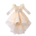 Girls' formal dresses with train, new  princess style, mesh, chic flower girl wedding dress, swallowtail skirt, wholesale ready stock, spring/autumn collection