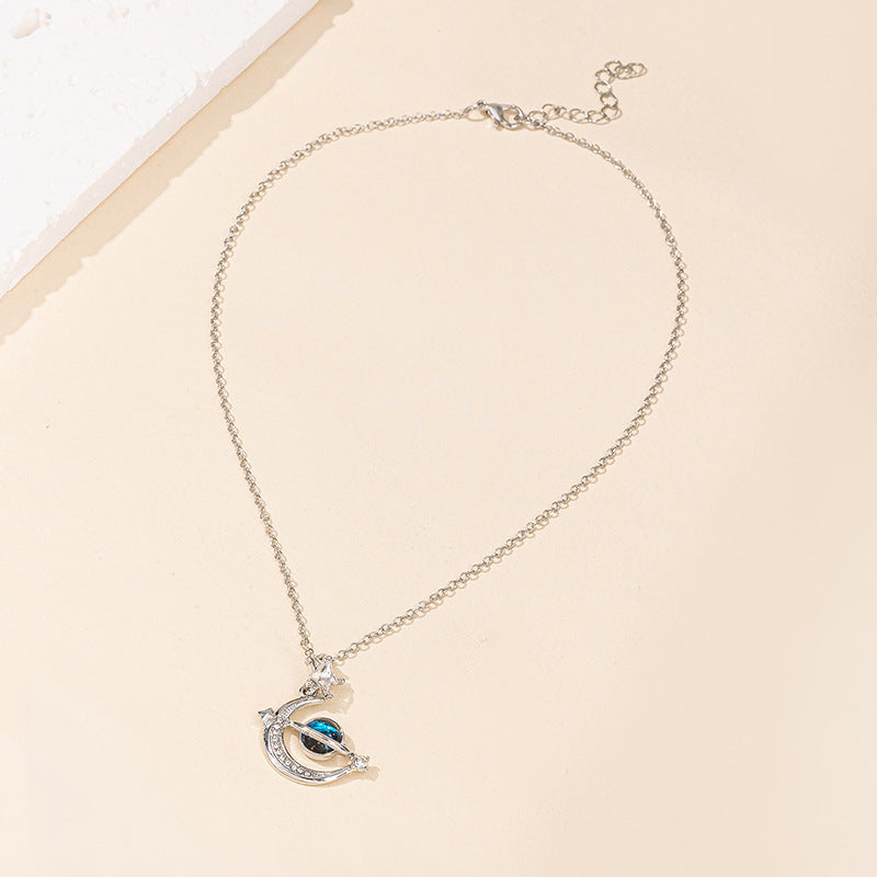2024 autumn new arrival cross-border jewelry women's diamond-studded star pendant fashionable versatile alloy moon necklace wholesale