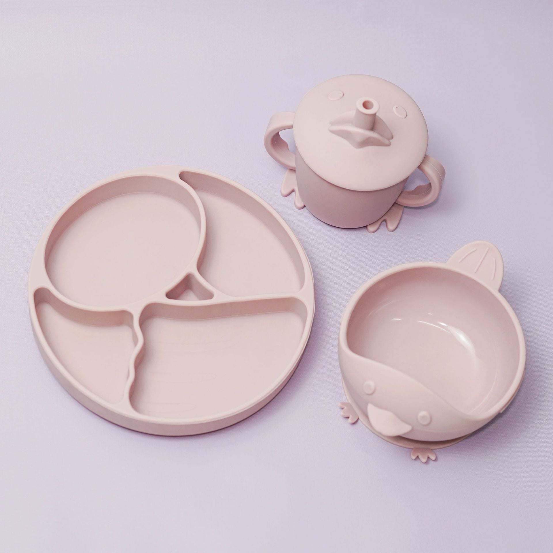 Children's tableware feeding set Baby silicone bowl Fork spoon Baby food supplement bowl Plate Food grade silicone plate