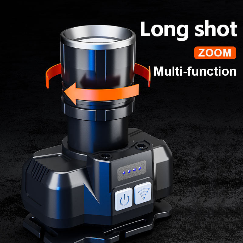 Factory head-mounted outdoor lighting, long battery life, high-power miner's lamp, charging, ultra-bright white laser strong light headlamp