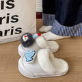 2025 winter new cartoon penguin & fish cotton slippers - thickened, warm, platform sole, detachable cotton slippers for women - wholesale