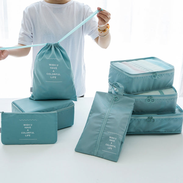 Travel storage bag Seven-piece set Digital toiletries Cosmetics sub-packaging storage bag Clothes Shoes Luggage Travel bag
