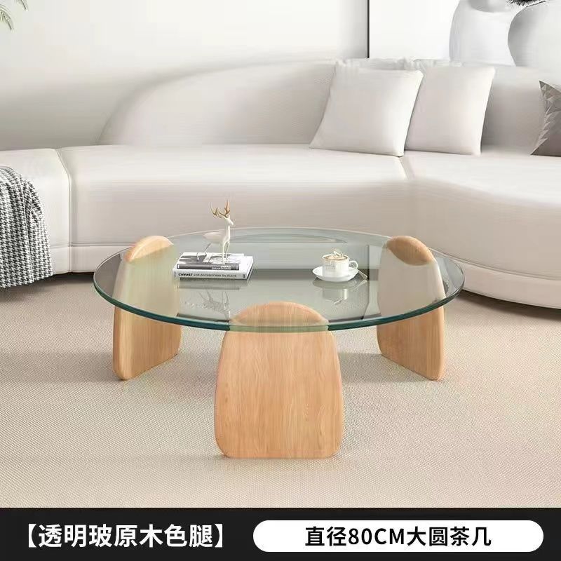 Tempered glass coffee table living room home round combination nordic popular style light luxury italian minimalist tea table small apartment