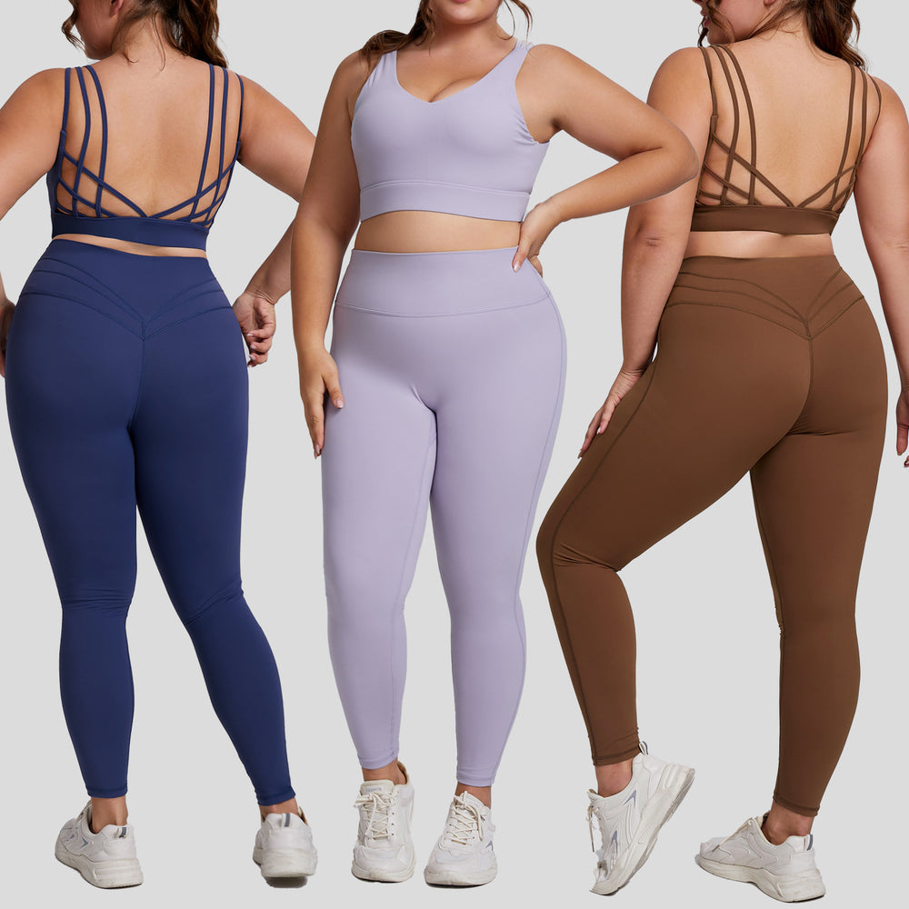 plus size high elastic yoga fitness wear women's brushed nude yoga wear suit running bubble wrap sportswear