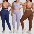 plus size high elastic yoga fitness wear women's brushed nude yoga wear suit running bubble wrap sportswear