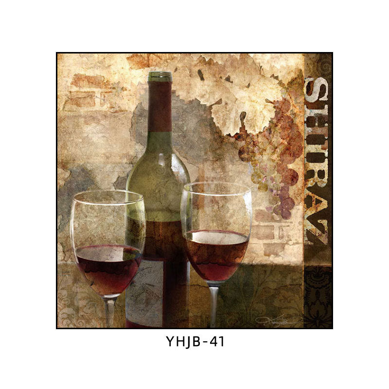 American bar decorative painting retro industrial style creative KTV box red wine glass hanging painting nostalgic wine mural
