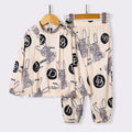 Girls' two-piece set for export: light beige long-sleeve top with rabbit and letter print, loose-fit pants, autumn children's outfit
