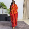 European and american cross-border african women's clothing  spring new casual v-neck loose printed top and wide-leg pants set