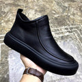 Men's black leather ankle boots - new autumn/winter 2025 collection: casual, fleece-lined, slip-on, stylish, and versatile