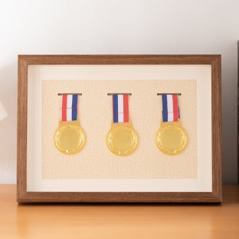 Wooden photo frame table medal storage display photo frame marathon gold medal hollow picture frame 10 inch keep medal