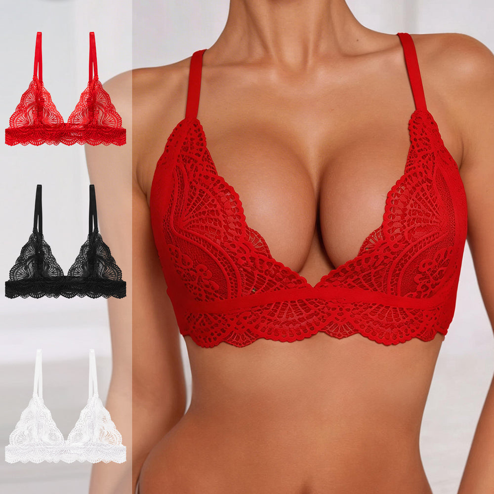 french sexy lace bra thin lace breathable comfortable wireless women's underwear wholesale