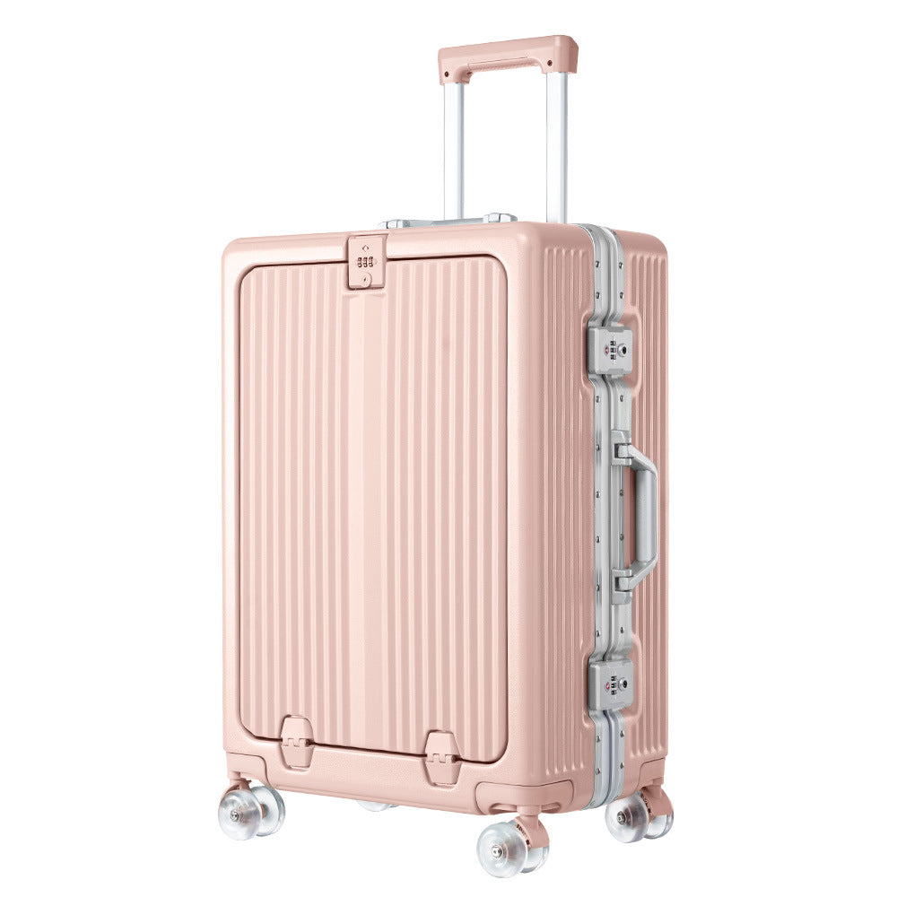 One-click front open aluminum frame 20-inch boarding case, ice skating wheel suitcase, customs lock suitcase 24-inch anti-drop trolley case