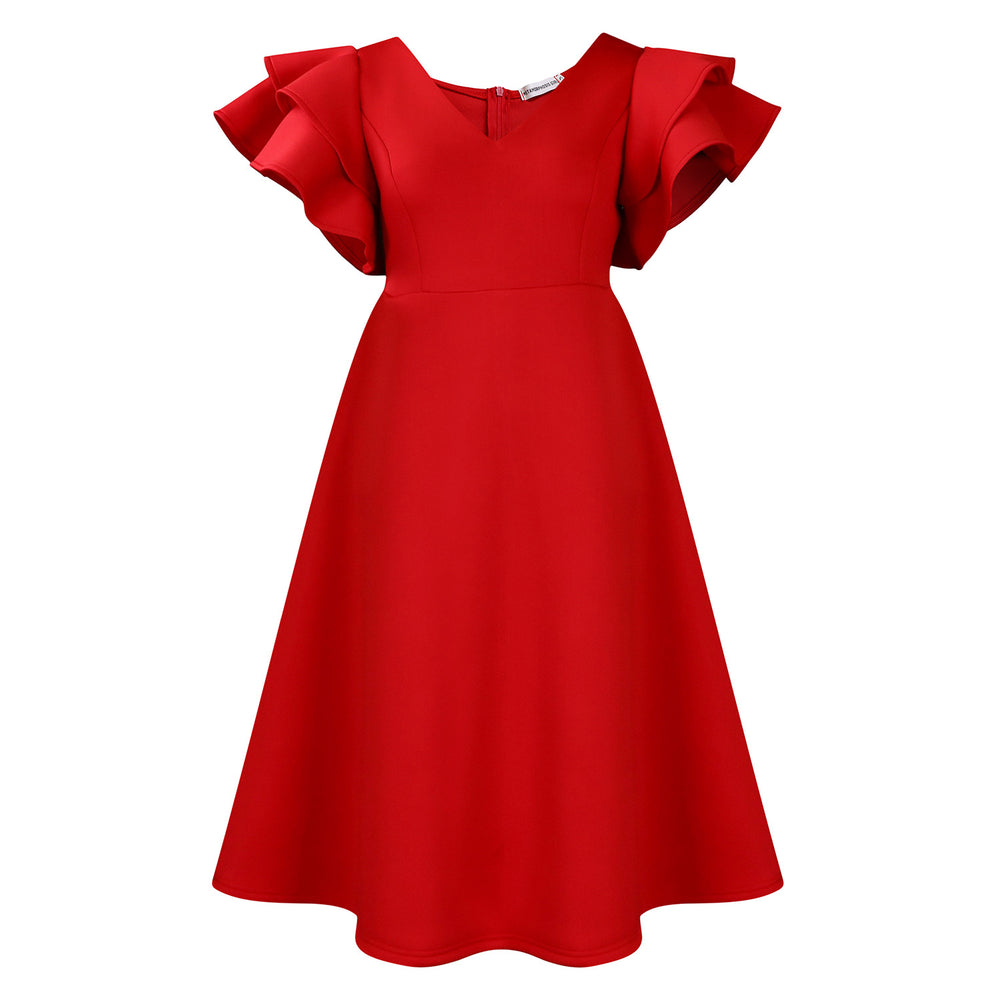 D510  independent station  summer new ruffles high waist a-line skirt banquet party export dress
