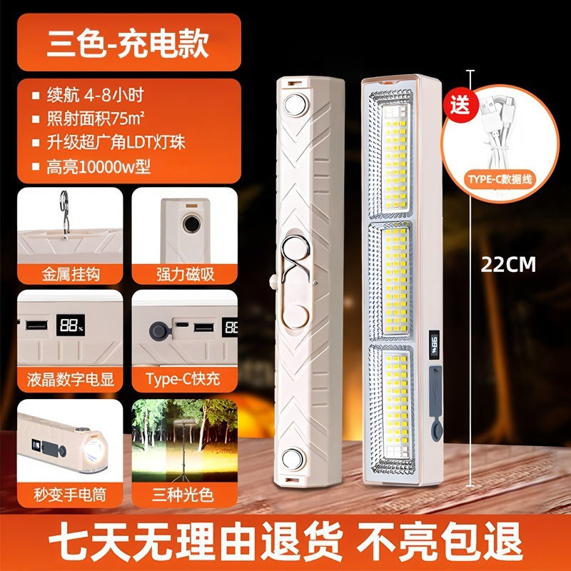Rechargeable outdoor lighting - portable camping magnetic tent light - power outage home emergency light with extra-long battery life
