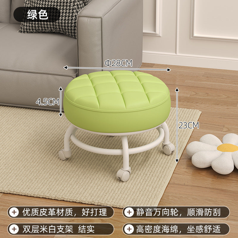 Pulley low stool transparent small chair universal wheel stool toddler children acrylic beautiful seam household backrest small size