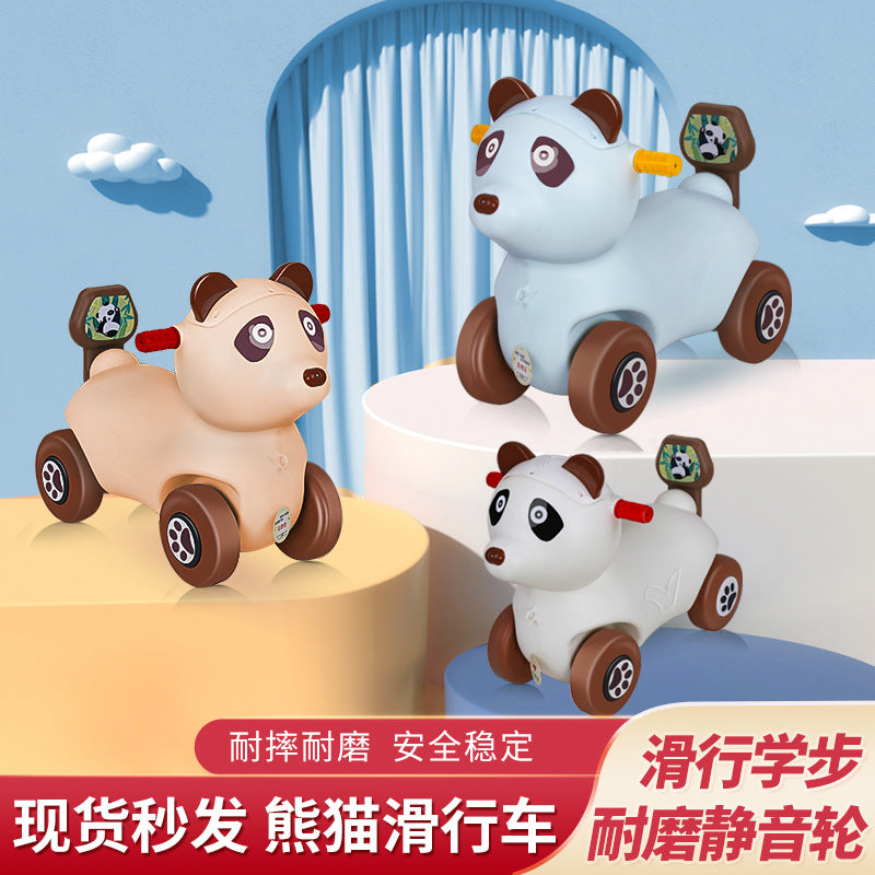 New children's red panda scooter 1-6 years old music light four-wheel anti-rollover balance car baby walker