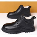【100% genuine leather & wool】men's winter high-top leather shoes - fleece-lined, extra thick, warm, chunky sole, mid-aged dad's cotton shoes