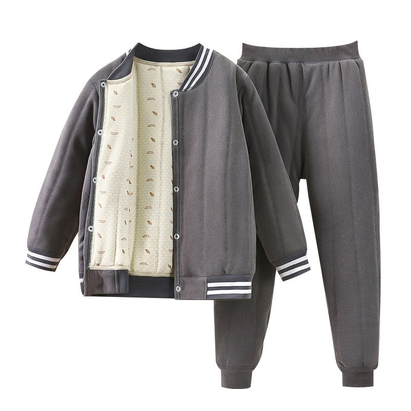Kids school uniform handy gadgetfall and winternew arrival three-layer quilted cotton boys' cotton coat fleece-linedthickened inner layer girl's cotton jacket type a