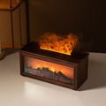 New fireplace simulation flame aroma diffuser humidifier - perfect for office, living room, bedroom, or desktop. features a small, color-changing ambient light