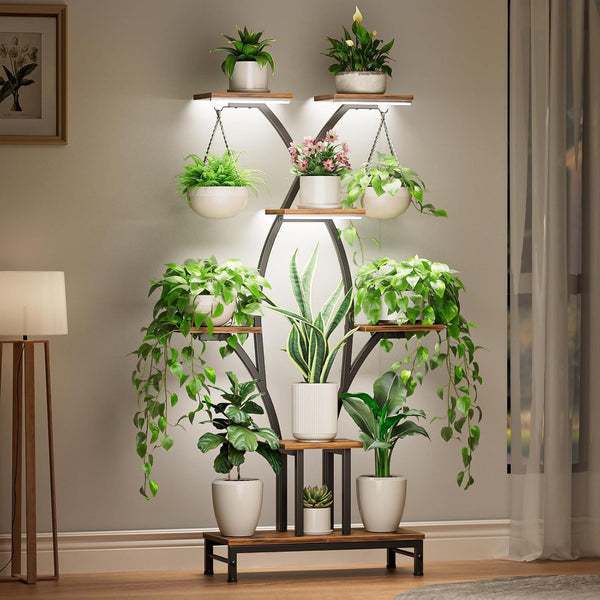 living room study flower stand hot-selling multi-layer green plant storage rack with lamp flower pot rack