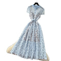 Korean style lace hollow-out sweet design dress - women's summer high-waisted a-line dress - commute-friendly, elegant, and chic maxi dress